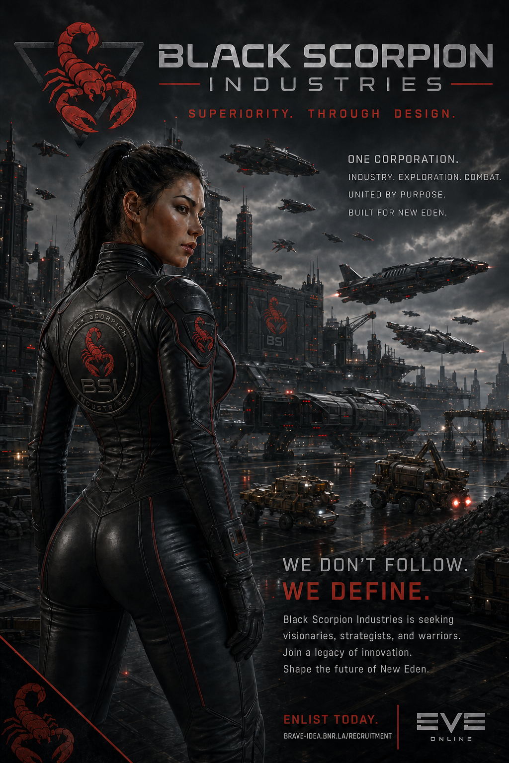 Black Scorpion Industries commander overlooking corporation shipyards and fleet operations